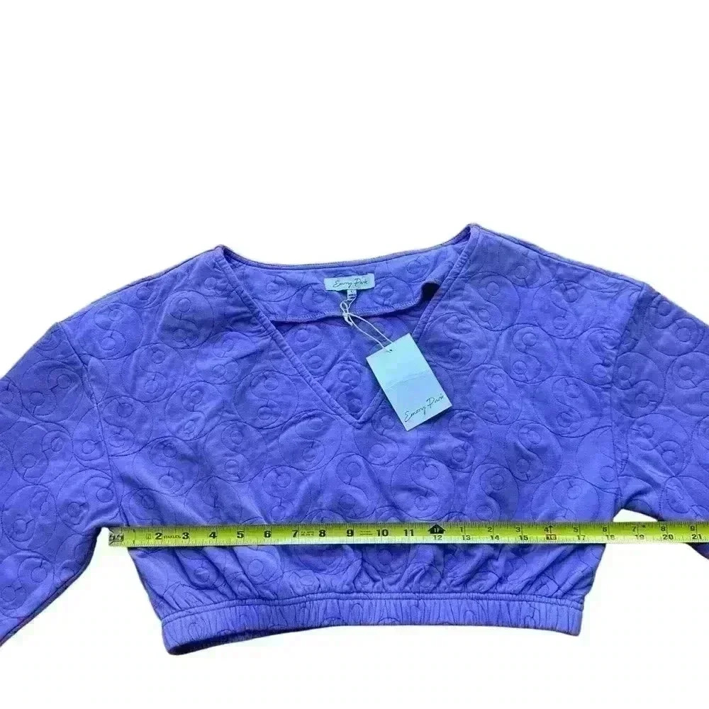Emory park Long Sleeve Quilted crop top size‎ L purple - Picture 4 of 7